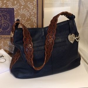 Brighton Purse Shoulderbag Blue and Brown Leather